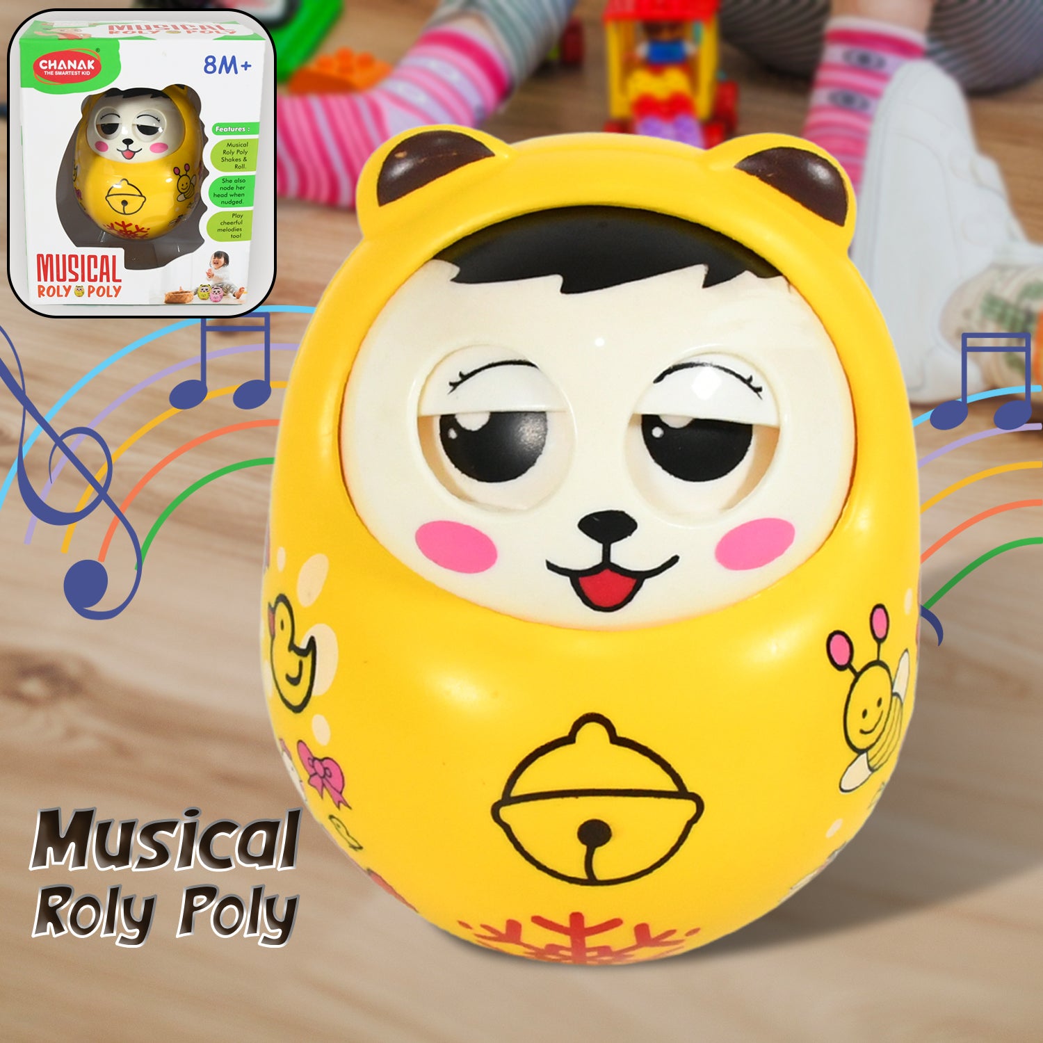 01_4c44eb62-a216-43d4-b5e4-673a2e1c6b1a.jpg Rehbarlane Musical Toys for Baby | Push and Shake Wobbling Toy with Music | Tumbler Doll Toy for Babies | Sound Balancing Doll Toys for Baby Boys, Girls 8+ Months Multicolor (1 Pc) - Image 1