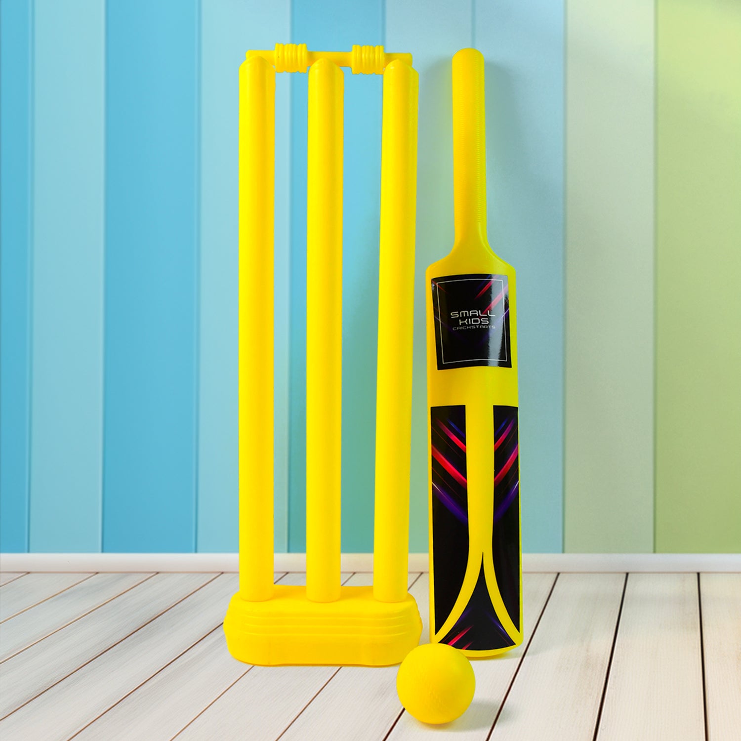 01_eb954a7d-51cb-442e-bb2a-d6e8ef490679.jpg Rehbarlane Small Cricket Kit for Boys & Girls, Cricket Set with 1 Cricket Bat, 1 Plastic Ball, Bails, 3 Stumps with Stand Base - Image 1