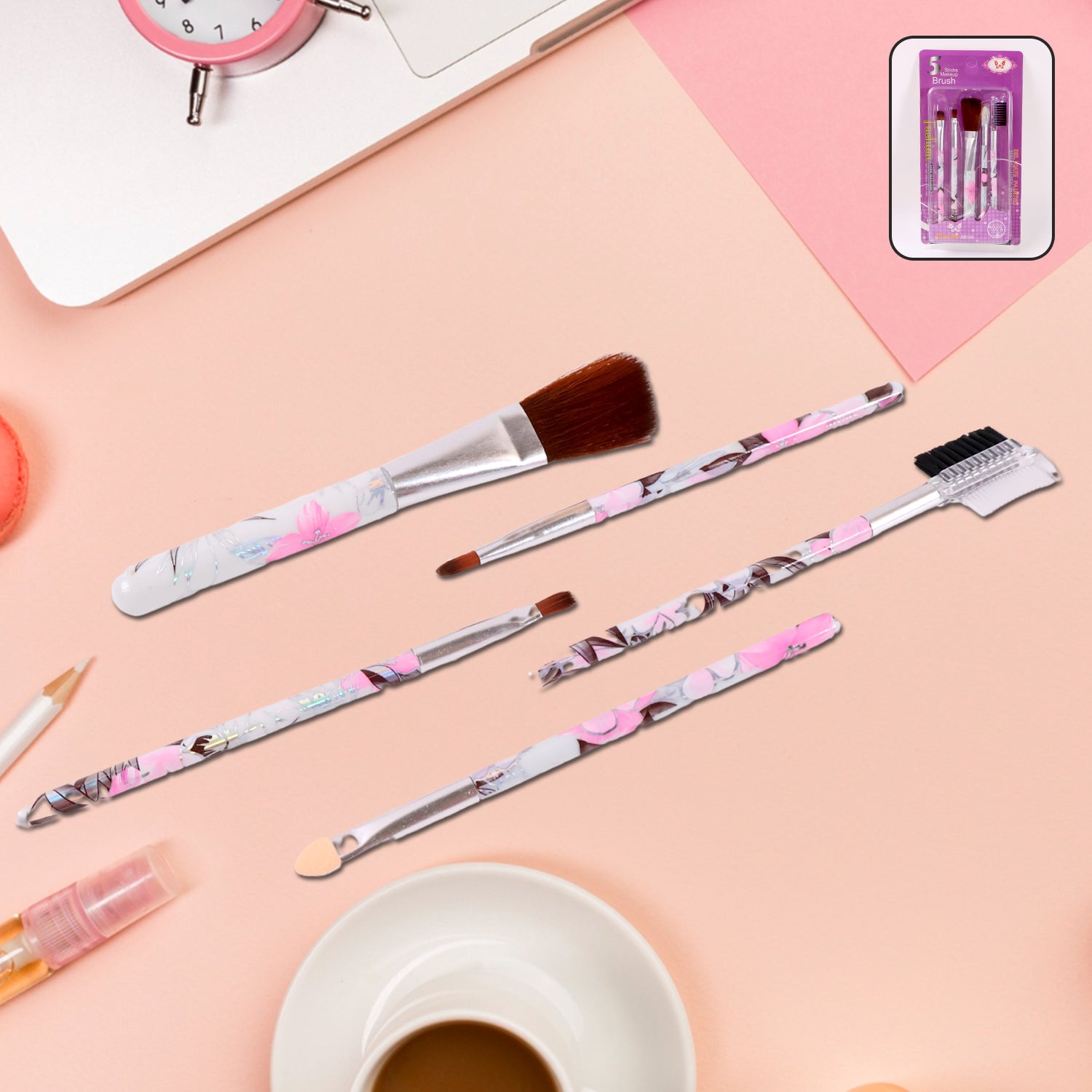 01_fa14a681-aa50-4d8e-b7ae-d65466f99a1b.jpg Rehbarlane Floral Makeup Brush Set for Eyes, Lips, and Face (5 Pc) - Image 1