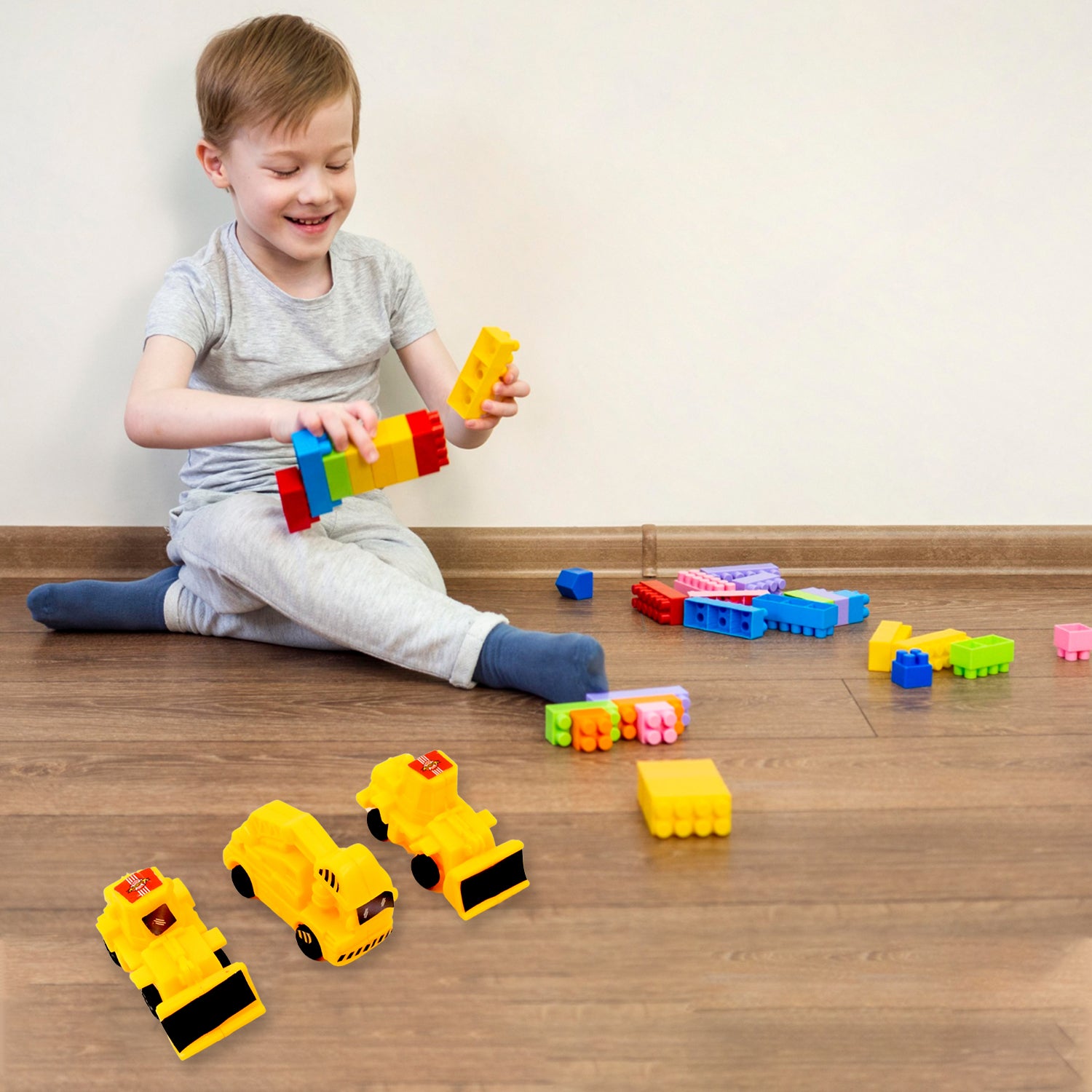 02_6440a934-bd14-4415-b35b-e43d2b1eda26.jpg Rehbarlane Vehicle Car Engineering Toy Set Pcs Construction Toys for Kids (Crane, Excavator, Road Roller More) - Image 1