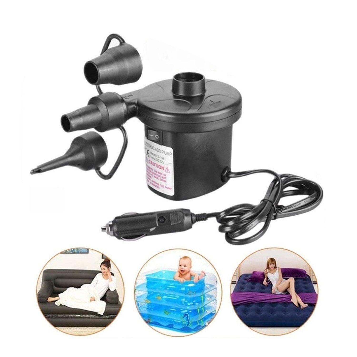 04_14cf3f5b-c0bd-4bda-b02a-497505447202.jpg Rehbarlane Multi-Purpose Electric Air Pump Without Valve Adaptors for Quickly Inflates/Deflates Sofa, Bed, Swimming Pool Tubes, Toys, Air Bags - Image 1