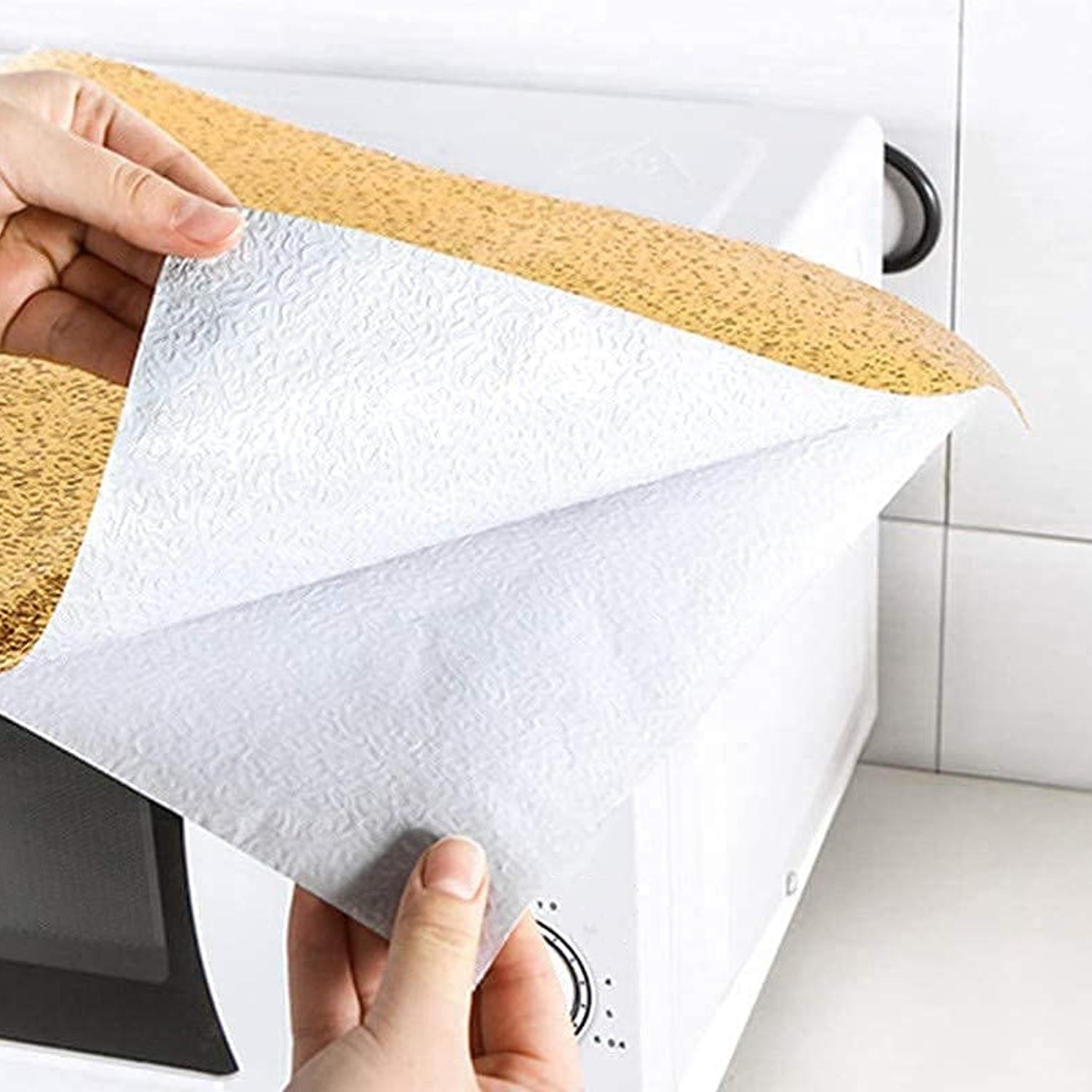 04_32c640a5-5e03-4bb1-acfd-5147df27d576_1500x1500.jpg Rehbarlane Oil-Proof Waterproof Self-Adhesive Aluminum Foil Wallpaper (60cm 2m, Gold, Roll) - Image 1