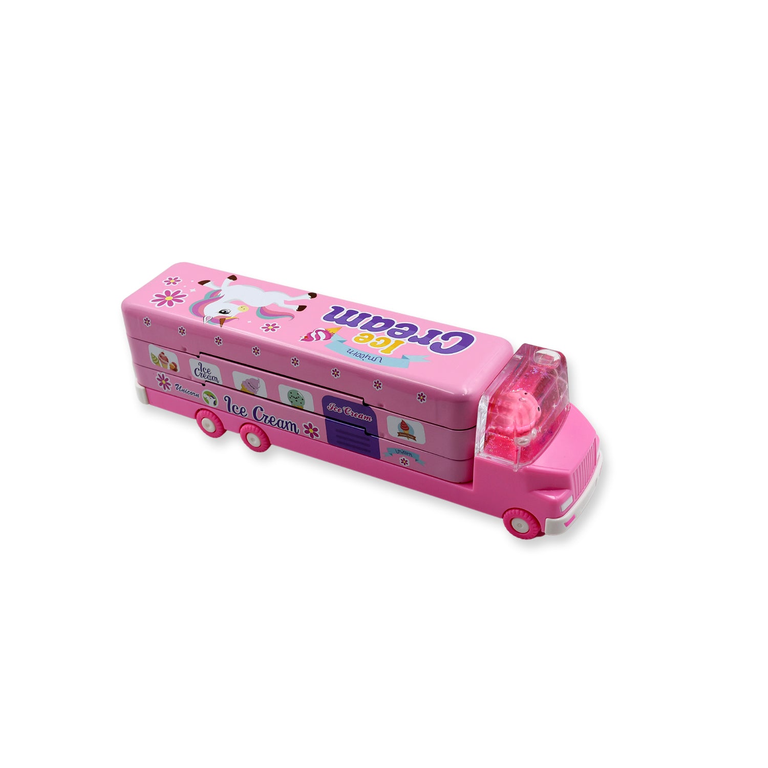 05_056f8040-79b6-42cf-a904-2cfd17222dd5_1500x1500.jpg Rehbarlane Double Decker Magic Truck Pencil Case ?Multi-Level Metal Compass Box with Movable Wheels, Fun Stationery for Kids (Mix Designs) - Image 1