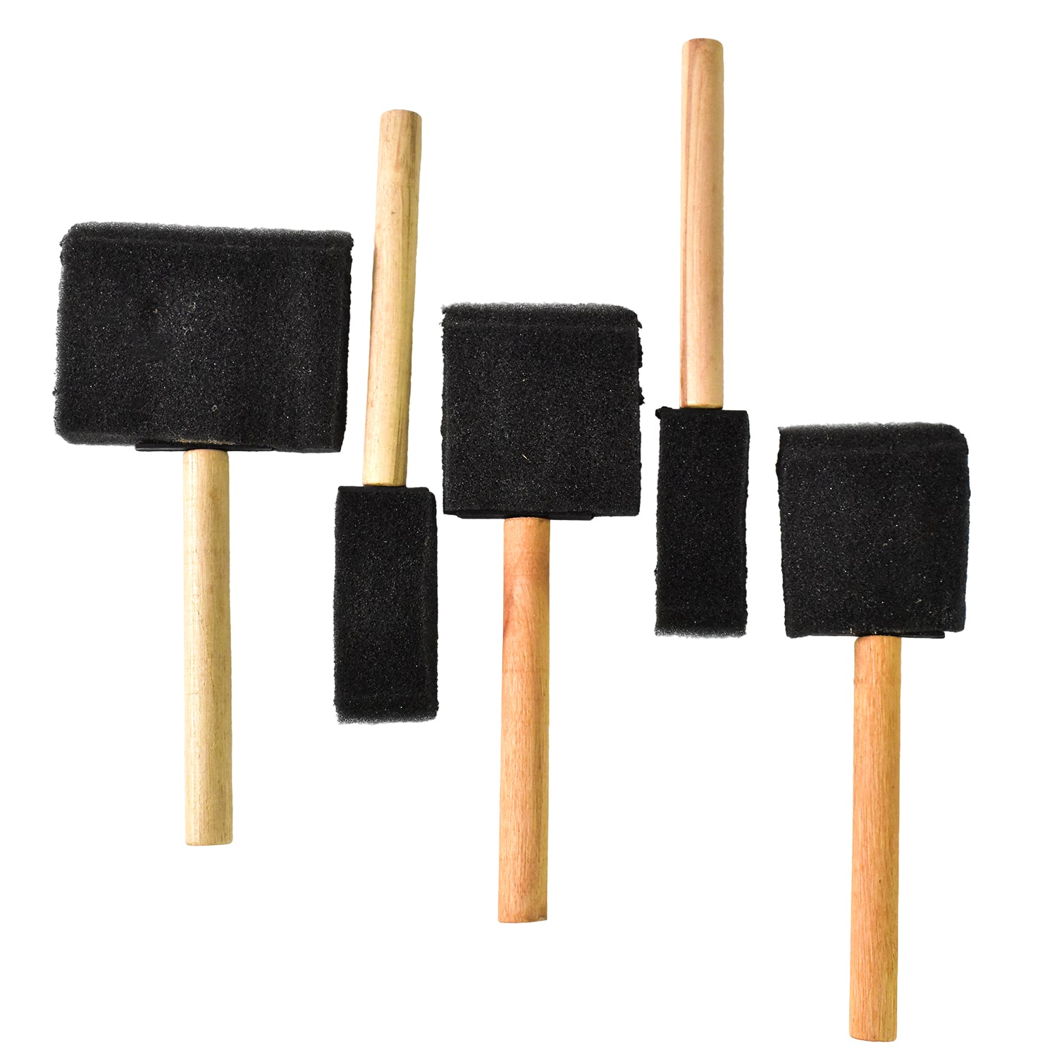 07_d6d4353b-f7a9-4a0b-a7b5-34afc0104ee6.jpg Rehbarlane Multipurpose Sponge Brush Set (5 Pcs) with Wooden Handles ?Foam Paint Applicator - Image 1
