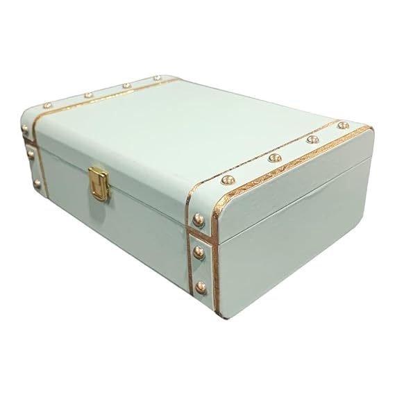 31KzIO-SRhL.jpg Rehbarlane Jewelry Box Organizer for Women ?Luxury Storage Box , Lockable Display Case for Rings, Necklaces, Watches & Accessories Availabel in Black, Red,Pink,Golde ,White (White) - Image 1