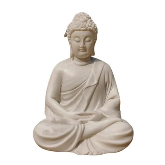41zyXXvUi1L._SX569_.jpg Rehbarlane Pack 1 Meditation Buddha White Premium Rare Handcrafted Polymarble Meditation/Dhyan White Buddha Statue Lord Figurine/Idol,Medium - Image 1