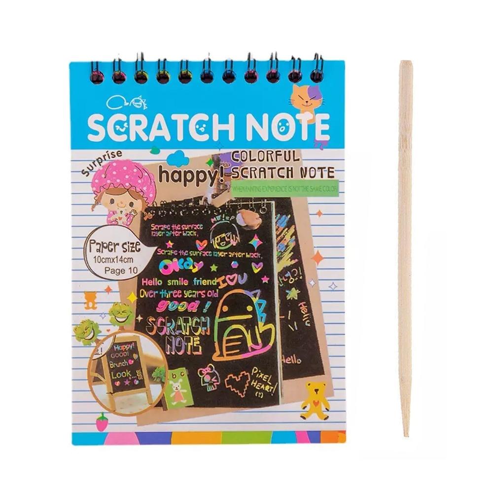 4609_scratch_book_1pcs-1.jpg Rehbarlane Rainbow Art Scratch Paper Crafts Book 10 Pages of Fun and Scratch Art Activities for Children Exciting Craft Kit, Pack of 1 - Image 1