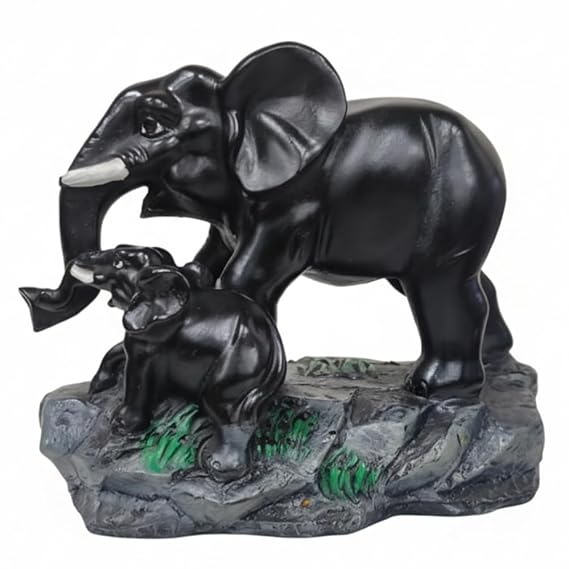 5141VUYYKnL._SX569_.jpg Rehbarlane Resin Elephant with Baby Figurine for Home Decor | Feng Shui & Vastu Showpiece | Decorative Animal Idol | Housewarming & Wedding Gift - Image 1