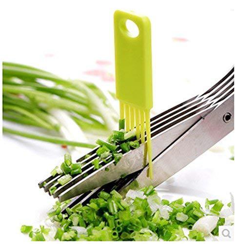51SAwZkQC0L_34490cb8-7893-4b44-a78c-883c59d5a2d8.jpg Rehbarlane Stainless Steel 5-Blade Herb Scissors - Image 1