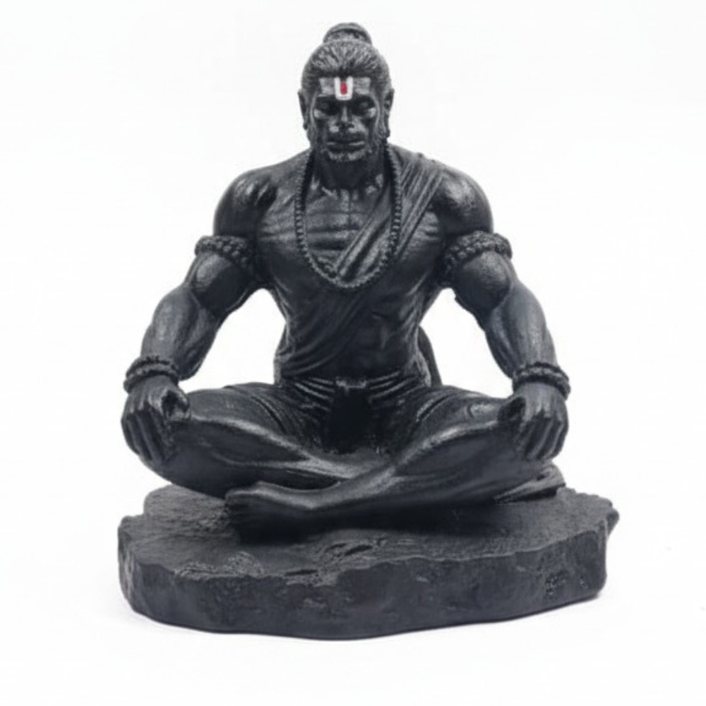 LL1.jpg Rehbarlane Hanuman Idol for Car Dashboard, Home, Office Desk ?Hanuman Murti for for Pooja, Temple Showpiece, Decoration, Festivals and Gifting. (Golden, 10cm) (with PreInstalled Adhesive) - Image 1