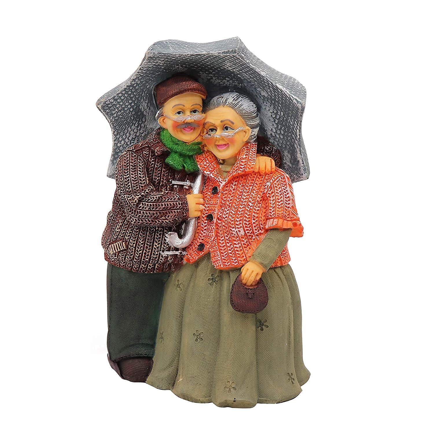 O1.jpeg Rehbarlane Romantic Elderly Couple Statue with Umbrella - Resin Love & Anniversary Figurine for Home Decor, Valentine? Day, or Gifting - Image 1