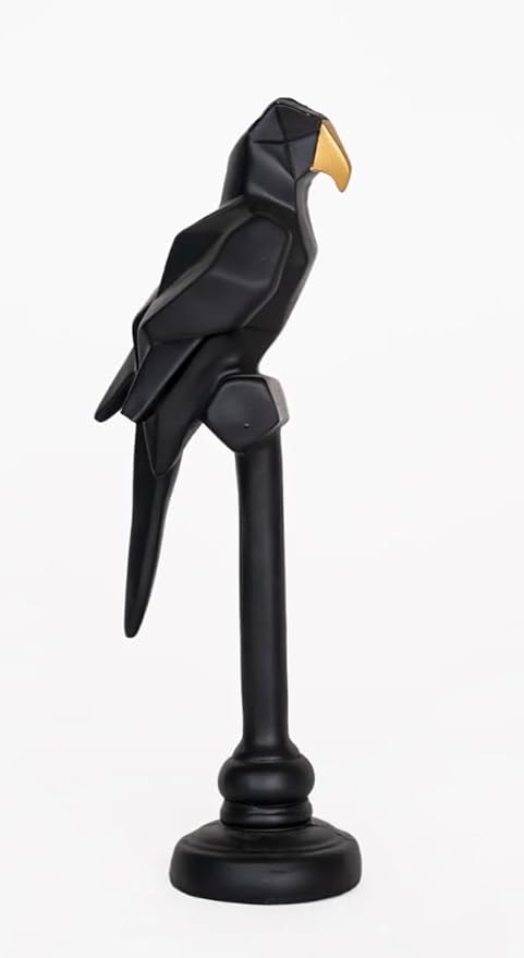 Z1.jpeg Rehbarlane Resin Figurine Parrot Showpiece for Home Office D?or Sculpture Decorative Items (Black) - Image 1