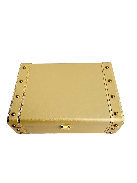 31n3Mft8CDL.jpg Rehbarlane Jewelry Box Organizer for Women ?Luxury Storage Box , Lockable Display Case for Rings, Necklaces, Watches & Accessories Availabel in Black, Red,Pink,Golde ,White (Golden) - Image 1
